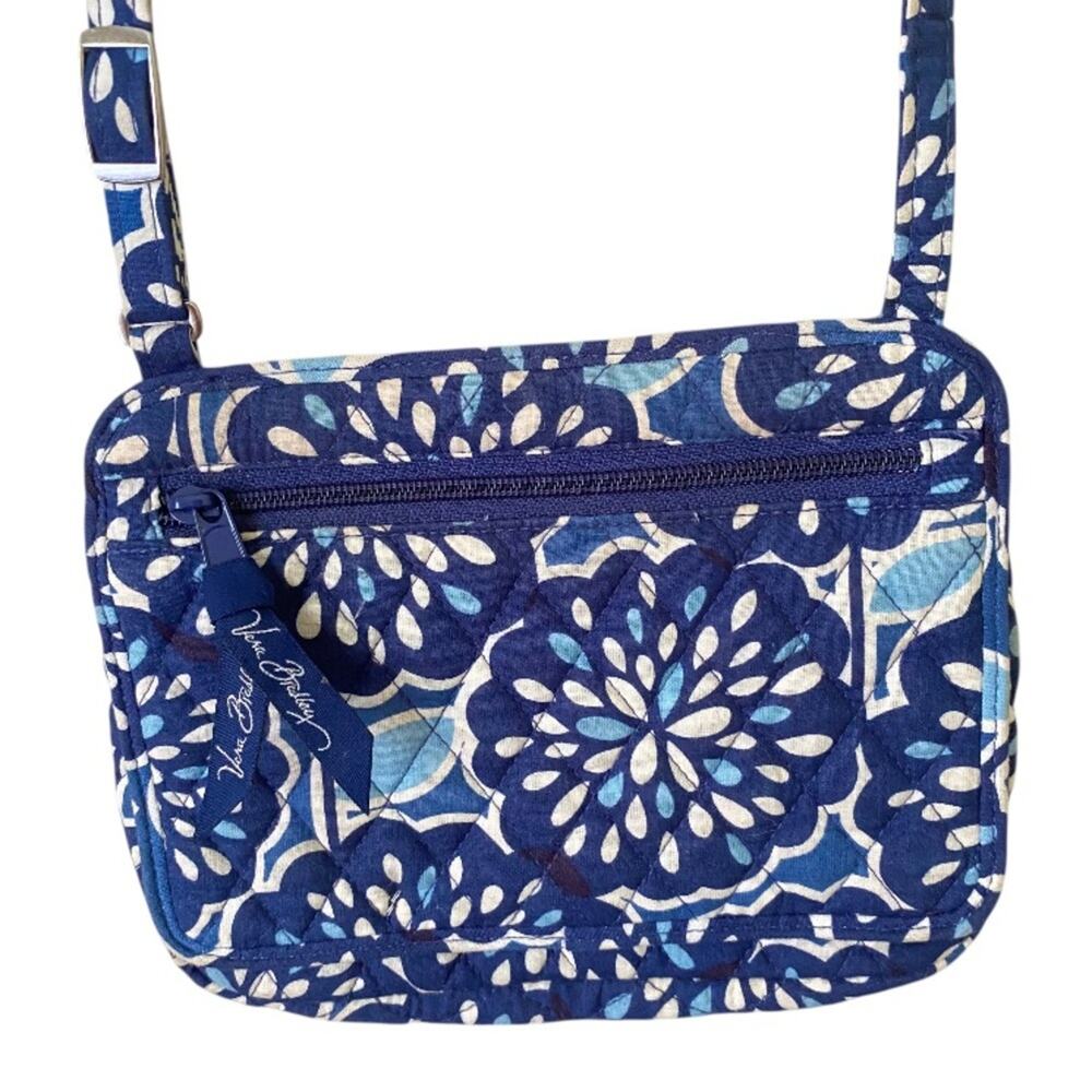 Vera Bradley | Petal Splash Crossbody Flap Small Purse Bag Floral Blue White